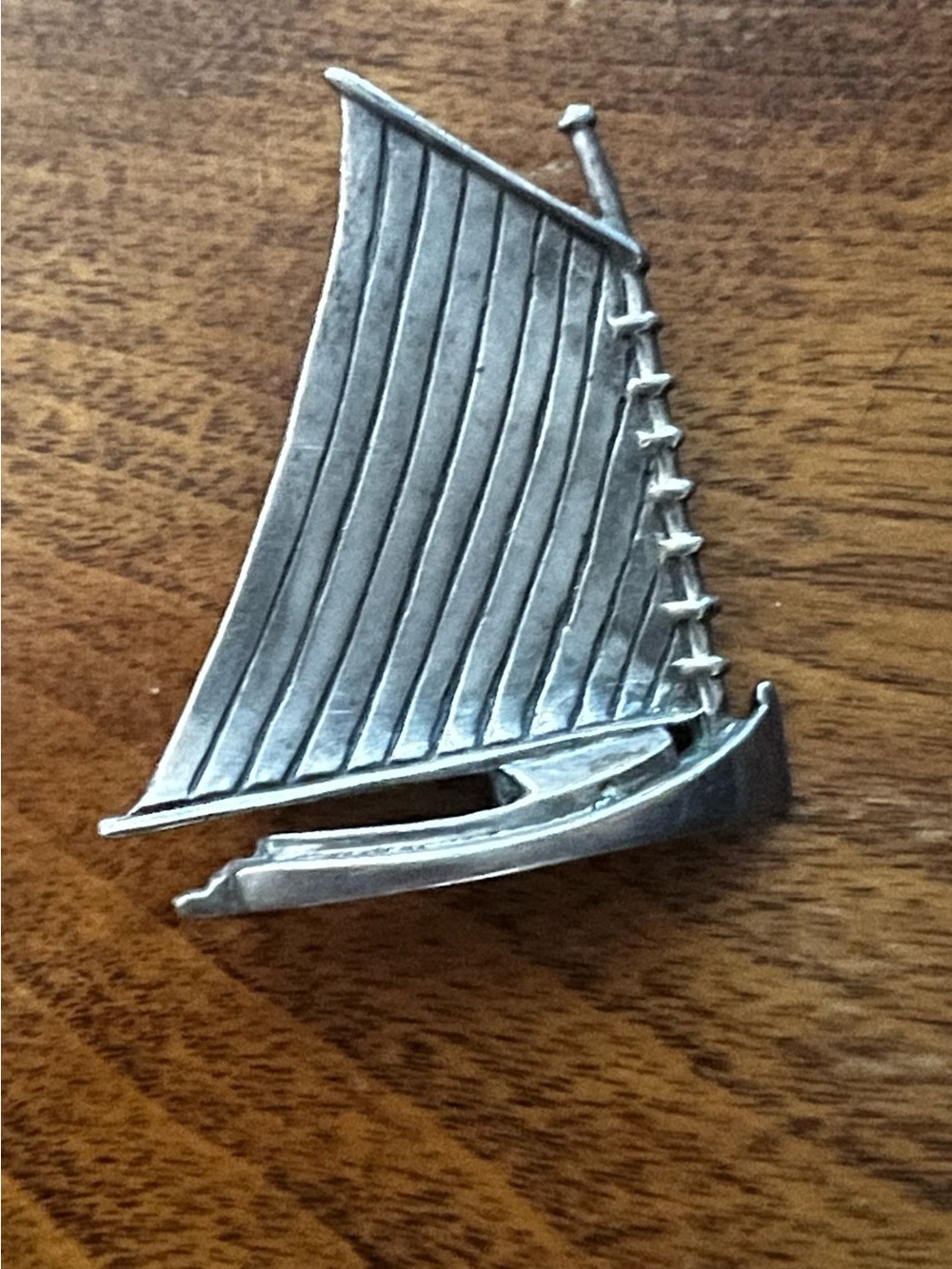 Vintage Breakell Sterling Silver Full-Keel Sailboat on Beam Reach 925 Brooch Pin